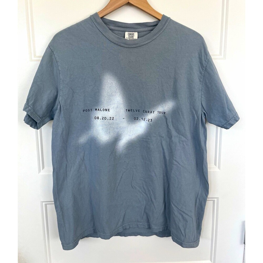 Official Post Malone 2022 2023 Twelve Carat Tour Grey T-Shirt Butterfly Large